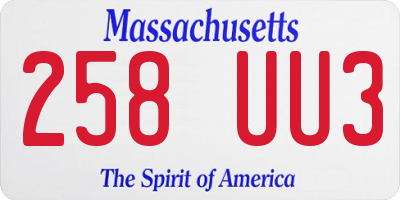 MA license plate 258UU3