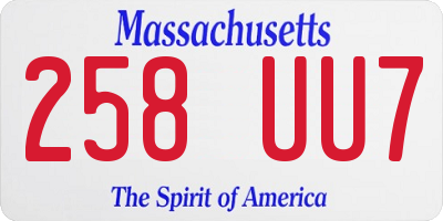 MA license plate 258UU7