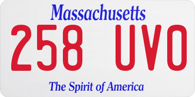 MA license plate 258UV0