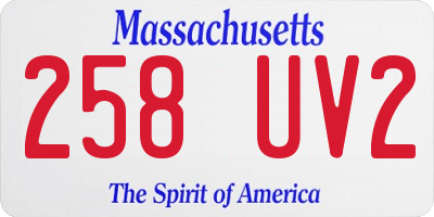 MA license plate 258UV2