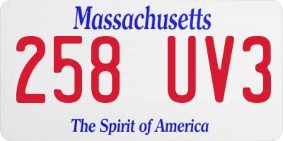 MA license plate 258UV3