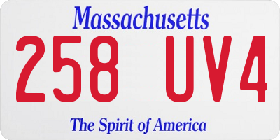 MA license plate 258UV4