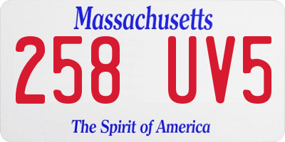MA license plate 258UV5