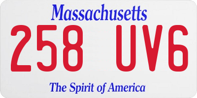 MA license plate 258UV6