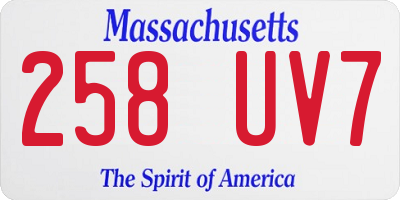 MA license plate 258UV7