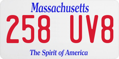 MA license plate 258UV8