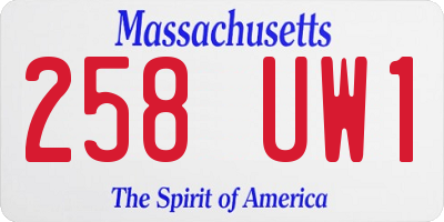 MA license plate 258UW1