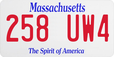MA license plate 258UW4