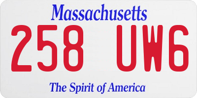 MA license plate 258UW6