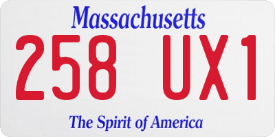 MA license plate 258UX1