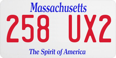 MA license plate 258UX2