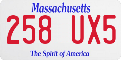 MA license plate 258UX5