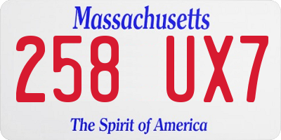 MA license plate 258UX7