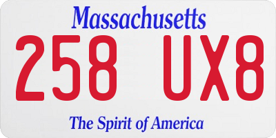 MA license plate 258UX8