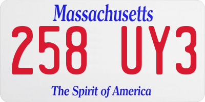 MA license plate 258UY3