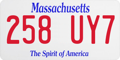 MA license plate 258UY7