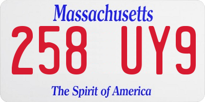 MA license plate 258UY9