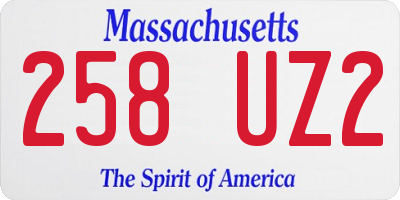 MA license plate 258UZ2