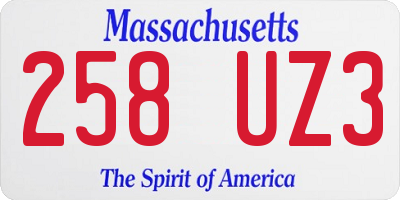 MA license plate 258UZ3