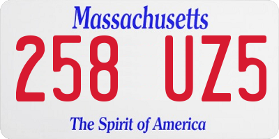 MA license plate 258UZ5