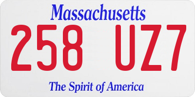 MA license plate 258UZ7