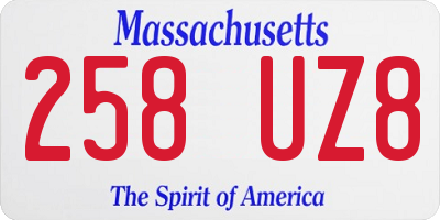 MA license plate 258UZ8