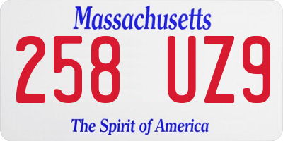 MA license plate 258UZ9