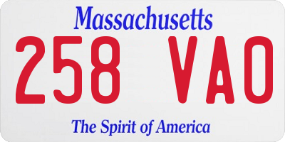 MA license plate 258VA0