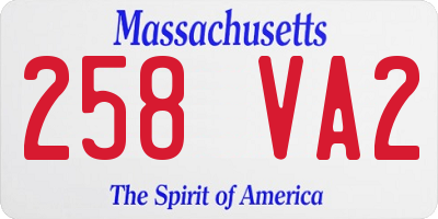 MA license plate 258VA2