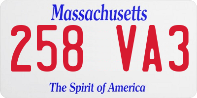 MA license plate 258VA3