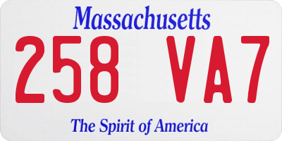 MA license plate 258VA7