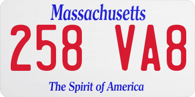 MA license plate 258VA8