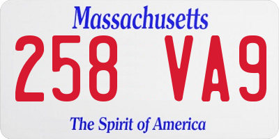 MA license plate 258VA9