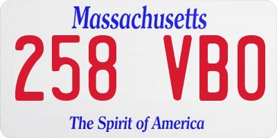 MA license plate 258VB0