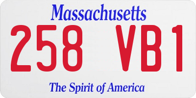MA license plate 258VB1
