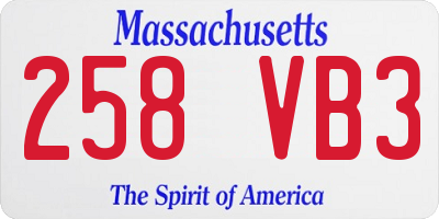 MA license plate 258VB3