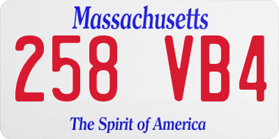MA license plate 258VB4