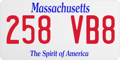 MA license plate 258VB8