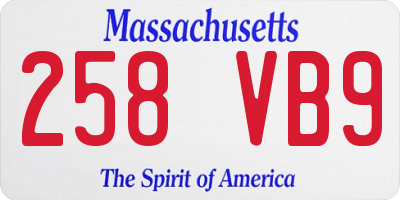 MA license plate 258VB9