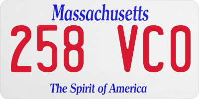 MA license plate 258VC0