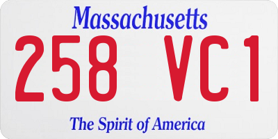 MA license plate 258VC1