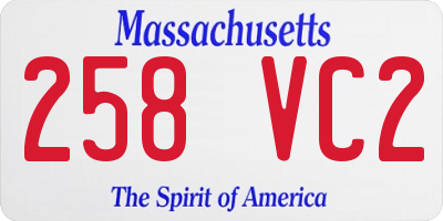 MA license plate 258VC2