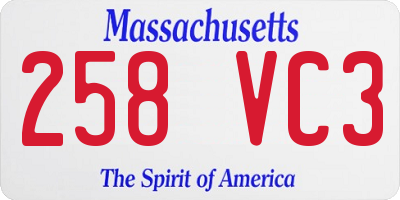 MA license plate 258VC3