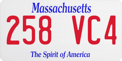 MA license plate 258VC4
