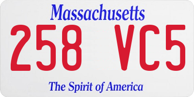 MA license plate 258VC5
