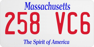 MA license plate 258VC6