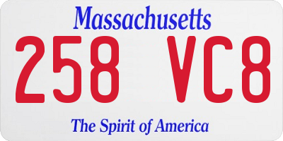 MA license plate 258VC8