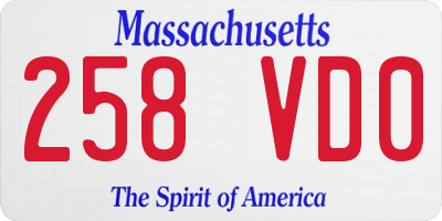 MA license plate 258VD0
