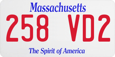 MA license plate 258VD2