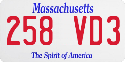 MA license plate 258VD3